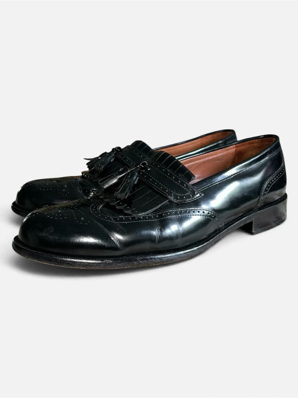 Bostonian Classics Black Kilty Tasseled Wingtip Leather Loafers Men’s Size 11.5